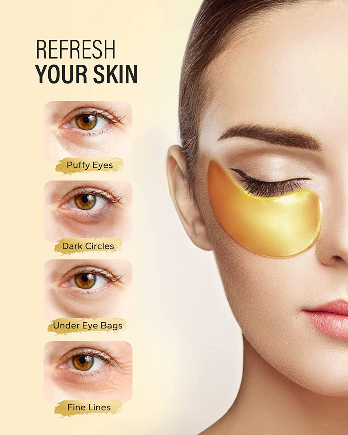 Revitalize Your Eyes with 24K Gold Under Eye Patches - 50 Pairs for Dark Circles, Puffiness, and Youthful Radiance