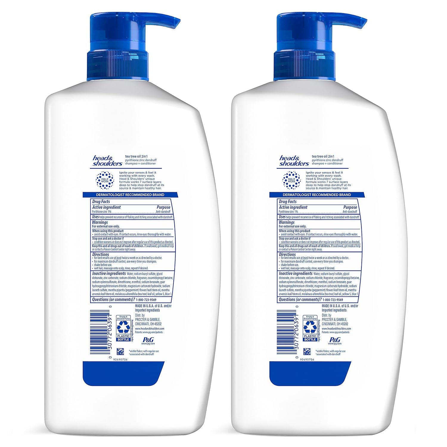 Head & Shoulders Tea Tree 2-in-1 Anti-Dandruff Shampoo & Conditioner – Cooling Scalp Relief Twin Pack (32.1 oz Each)