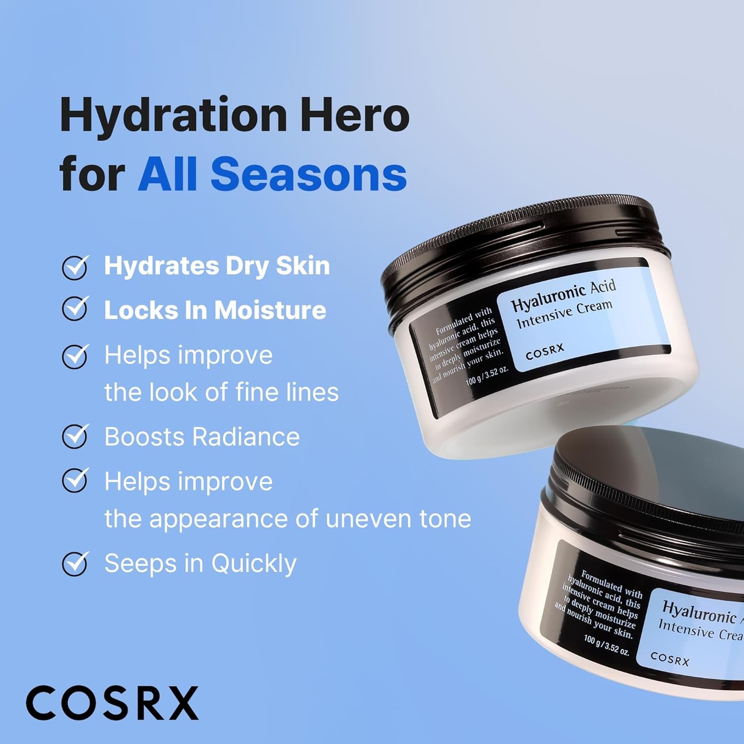 COSRX Hyaluronic Acid Moisturizing Cream – Deep Hydration for Sensitive Skin, 100g