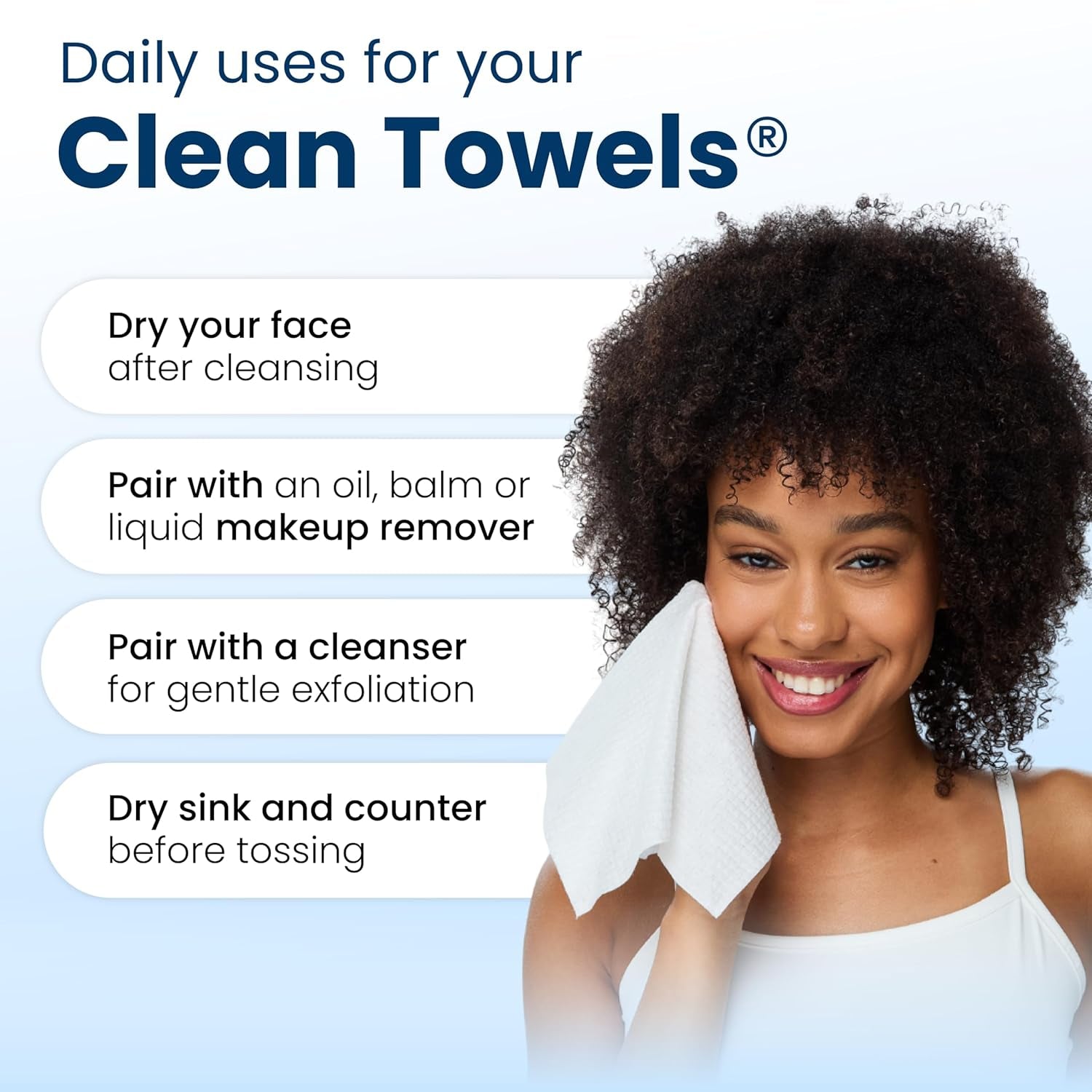 Clean Skin Club Clean Towels XL – Ultra-Soft Disposable Face Towels for Sensitive Skin & Makeup Removal