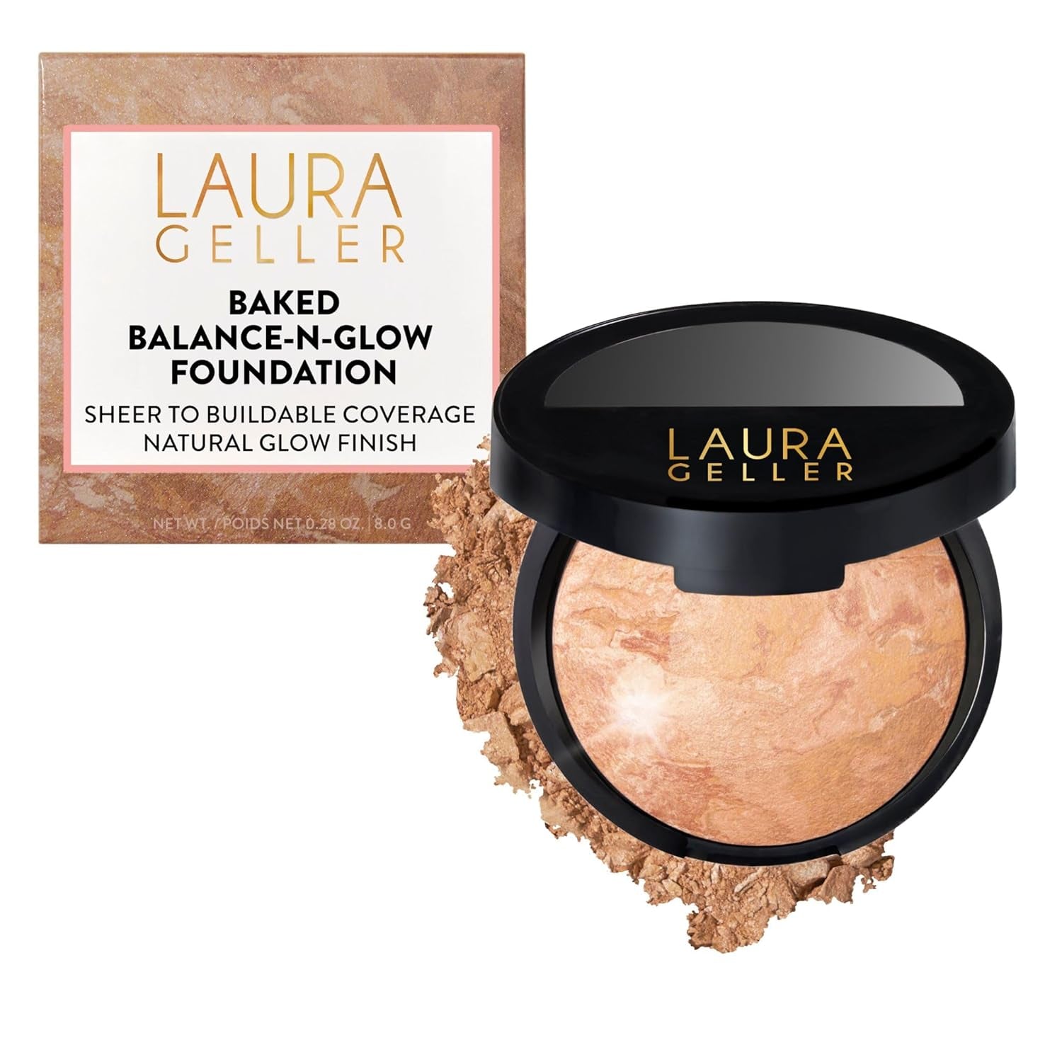 Laura Geller Baked Glow Foundation – Satin Finish Buildable Powder Foundation