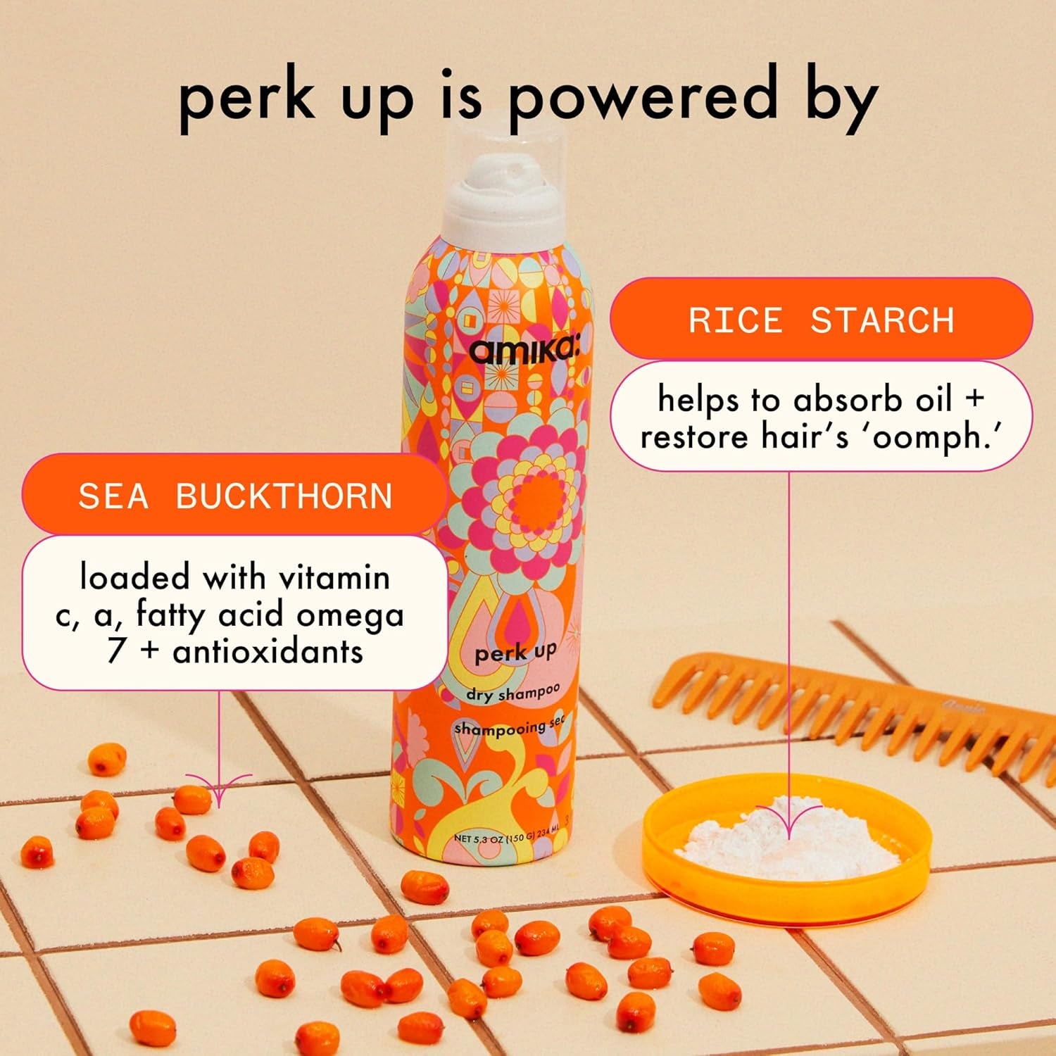 amika Perk Up Talc-Free Dry Shampoo – Oil Absorbing Root Refresh with Instant Volume & No White Residue