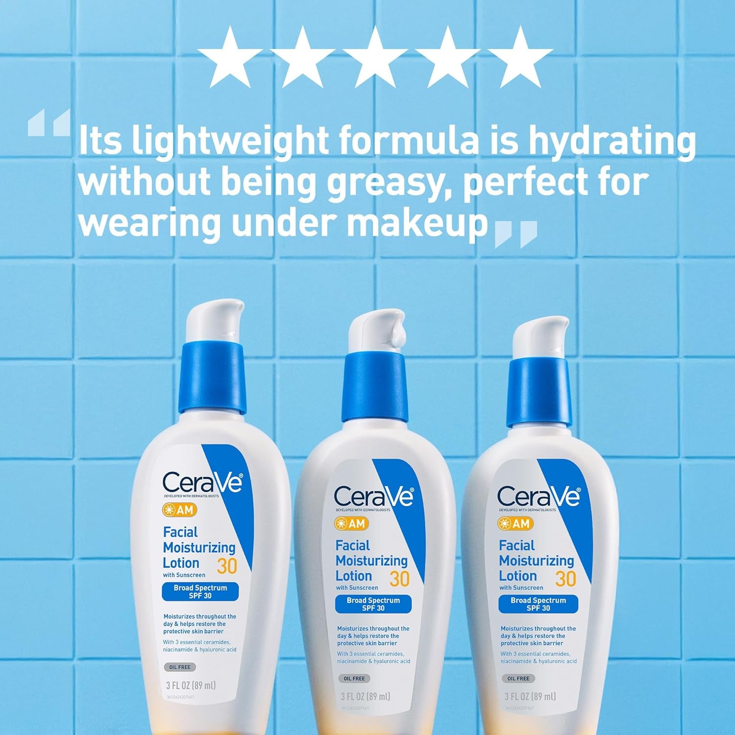 CeraVe AM SPF 30 Facial Moisturizer – Oil-Free Daily Sunscreen + Hydration Cream