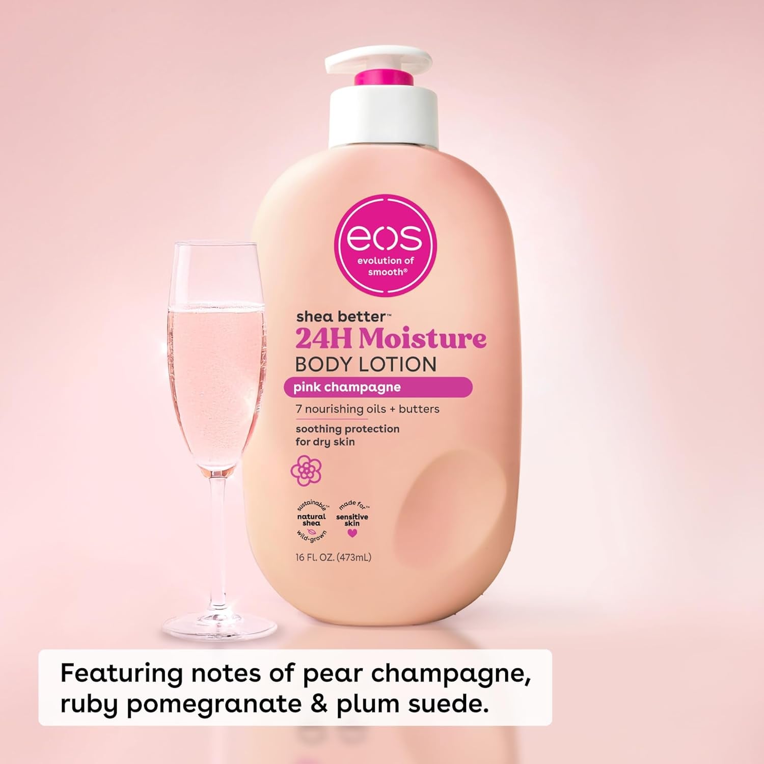 eos Pink Champagne Shea Body Lotion – 24H Glow Hydration