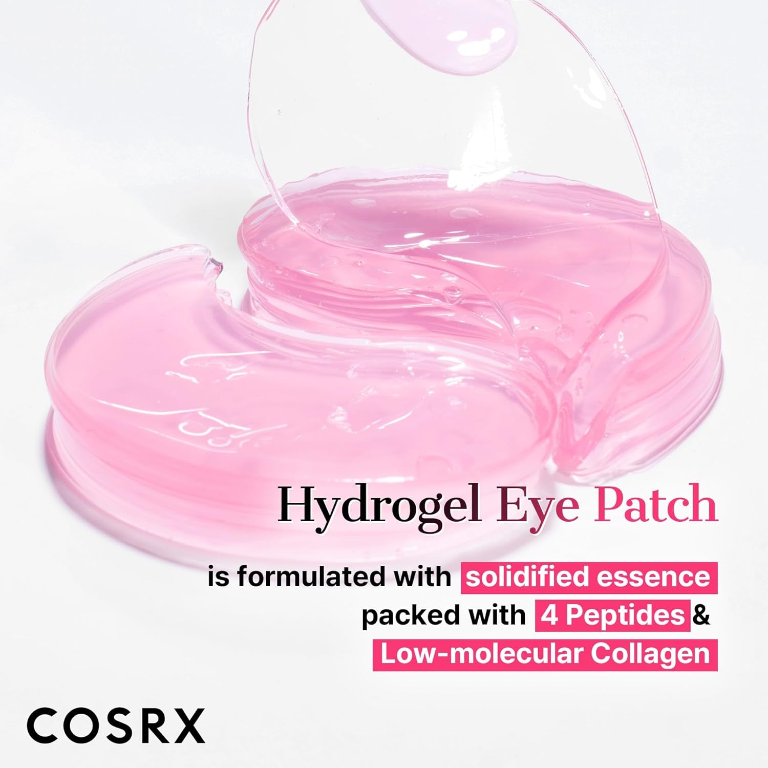 COSRX Pink Peptides Collagen Eye Patches – Cooling Under Eye Treatment for Dark Circles (60 Pads)