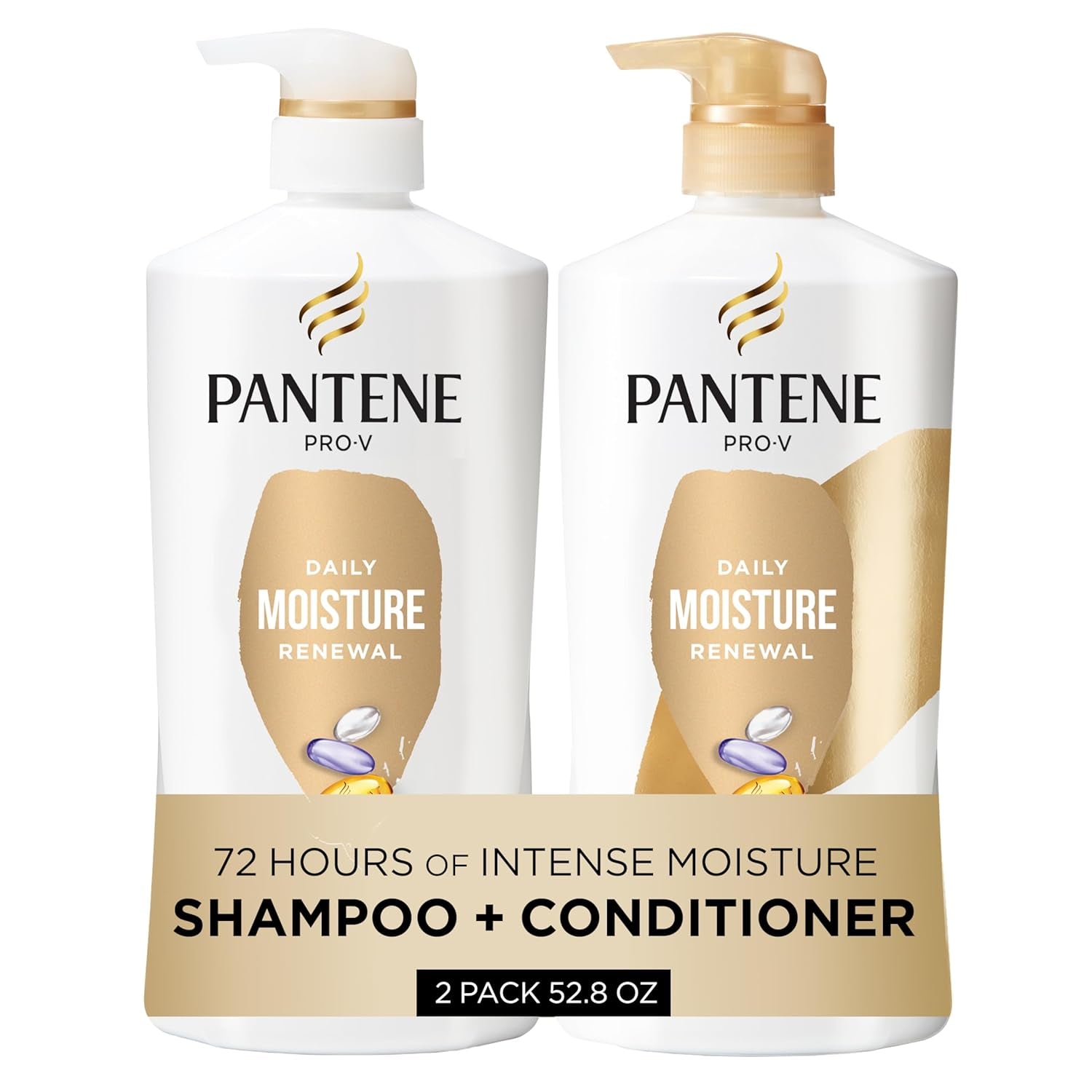 Pantene Pro-V Daily Moisture Renewal Shampoo & Conditioner Set – 72H Hydration for Dry & Color-Treated Hair