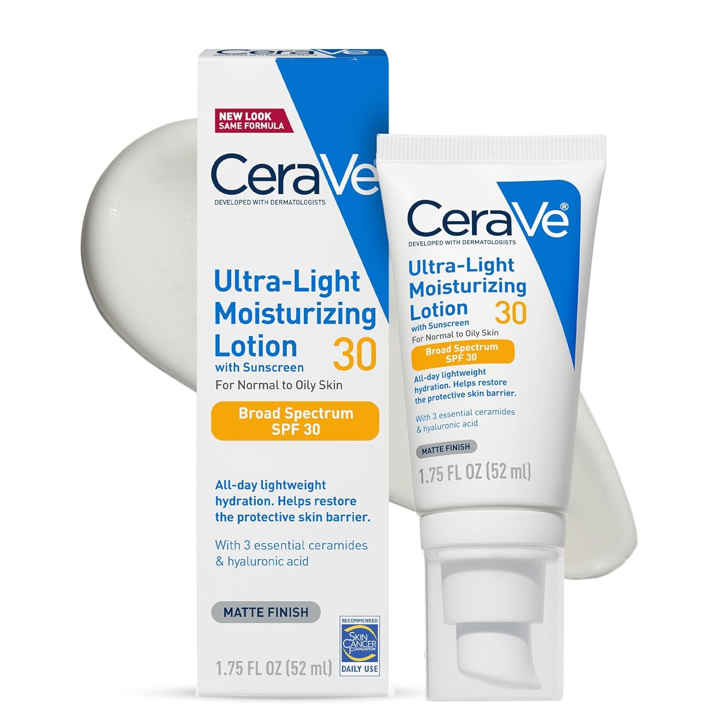 CeraVe Ultra-Light SPF 30 Moisturizing Lotion – Oil-Free Matte Face Sunscreen
