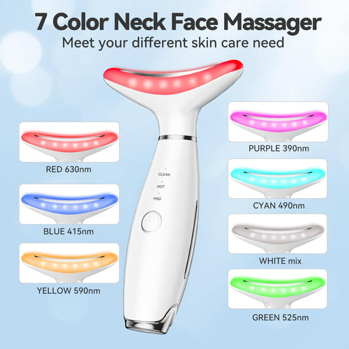 7-Color LED Thermal Face & Neck Sculpting Massager – Vibration Lifting Tool