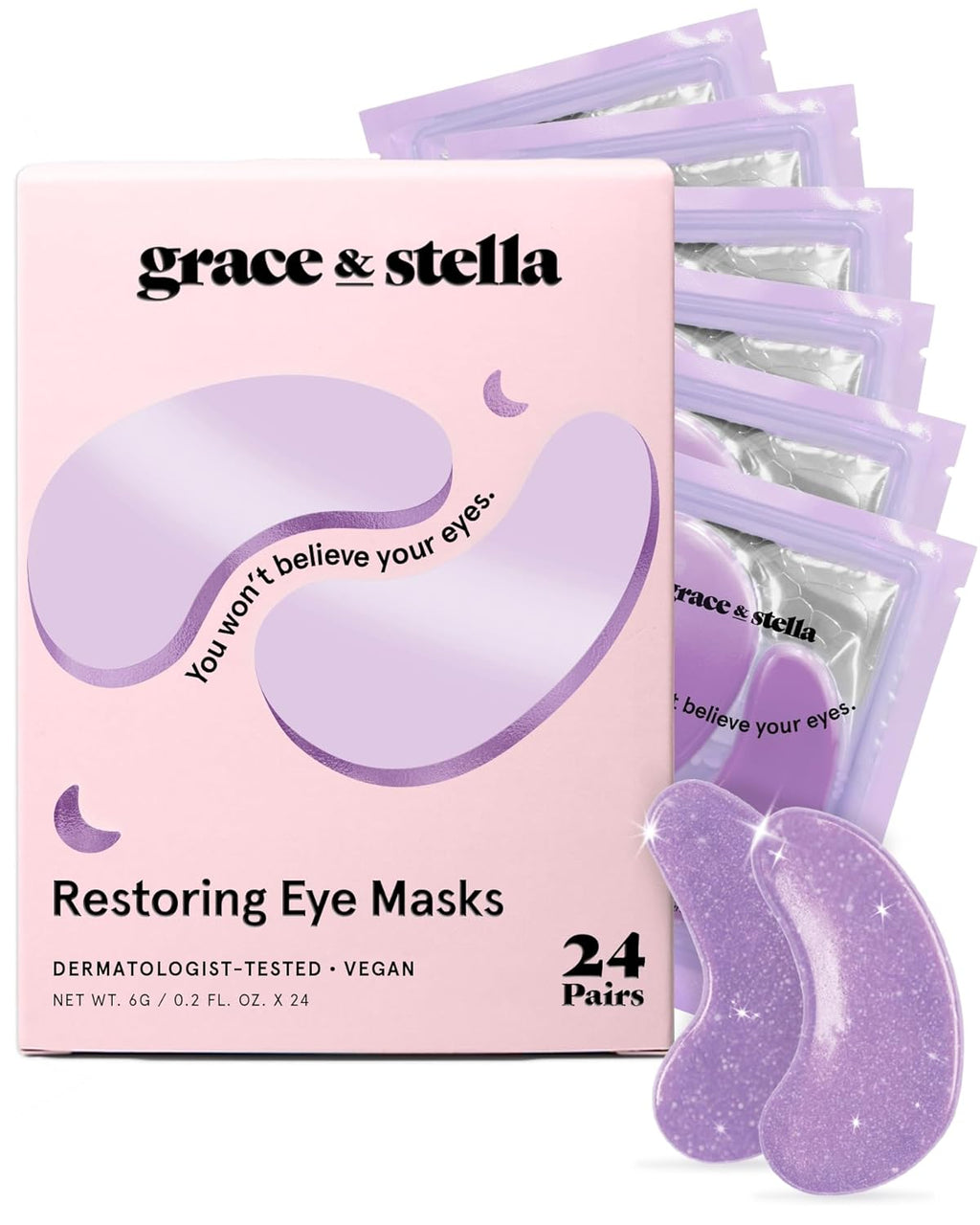 Grace & Stella Retinol Under Eye Patches – Dark Circle & Puffiness Repair (24 Pairs)