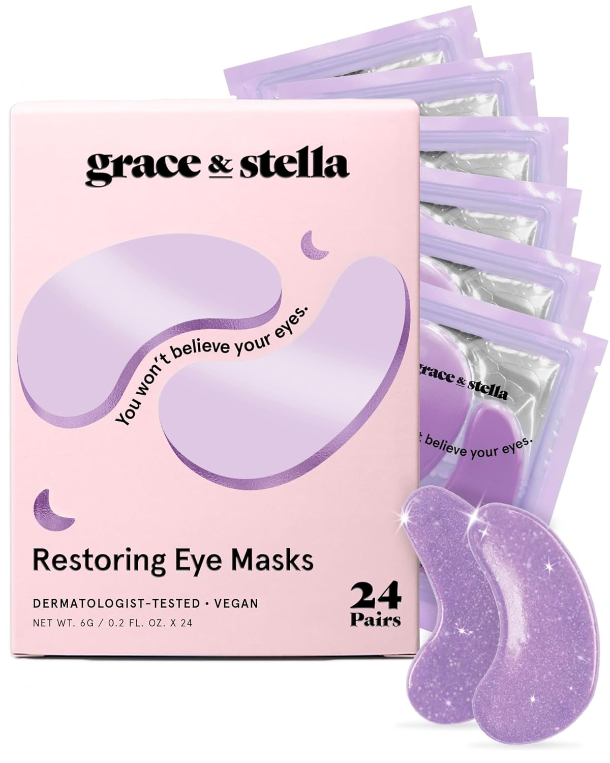 Grace & Stella Retinol Under Eye Patches – Dark Circle & Puffiness Repair (24 Pairs)