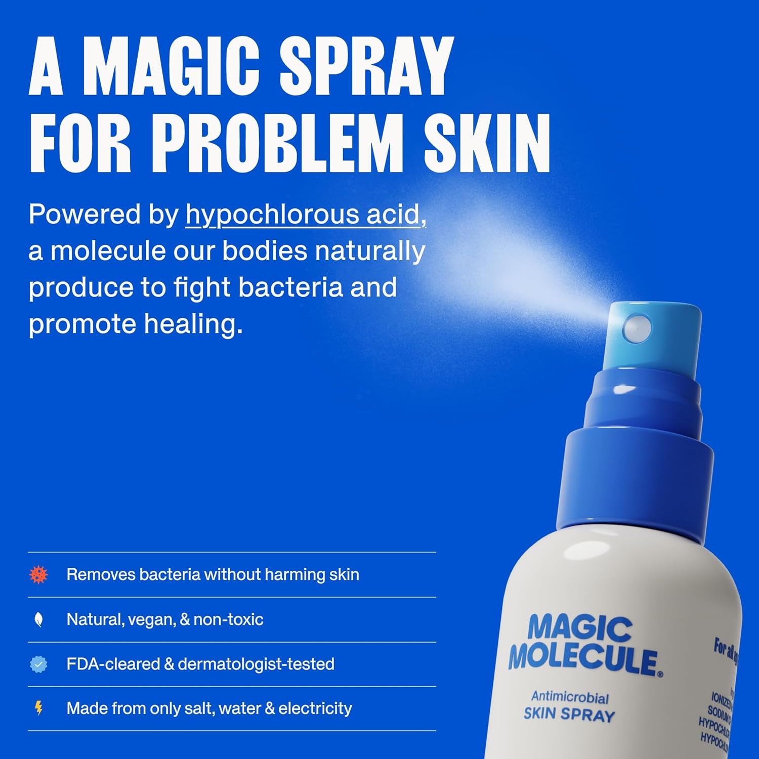 Magic Molecule Hypochlorous Skin Rescue Spray – Daily Soothing Mist for Breakouts, Redness & Irritation