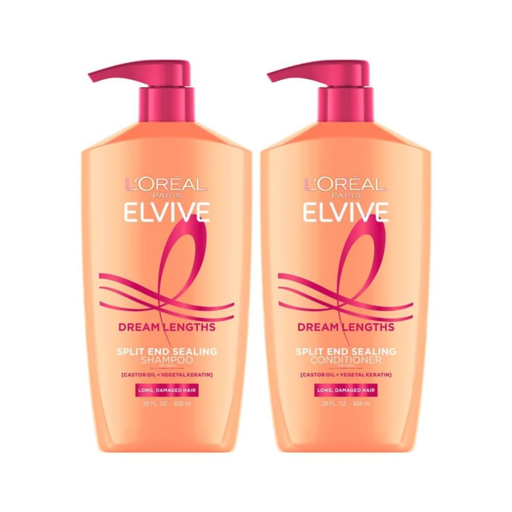 L’Oréal Paris Elvive Dream Lengths Shampoo & Conditioner Set – Paraben-Free Hair Repair System for Long, Damaged & Frizzy Hair
