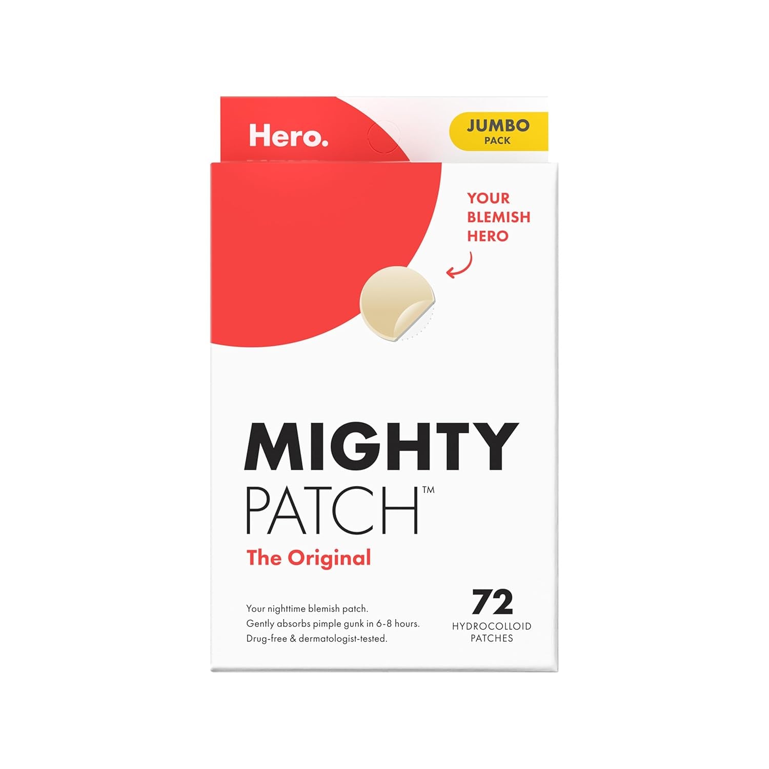 Original Patch from  – the #1 Hydrocolloid Acne Pimple Patch for Shrinking Zits and Whiteheads in 1 Use; Nighttime Spot Stickers for Face and Skin (72 Count)
