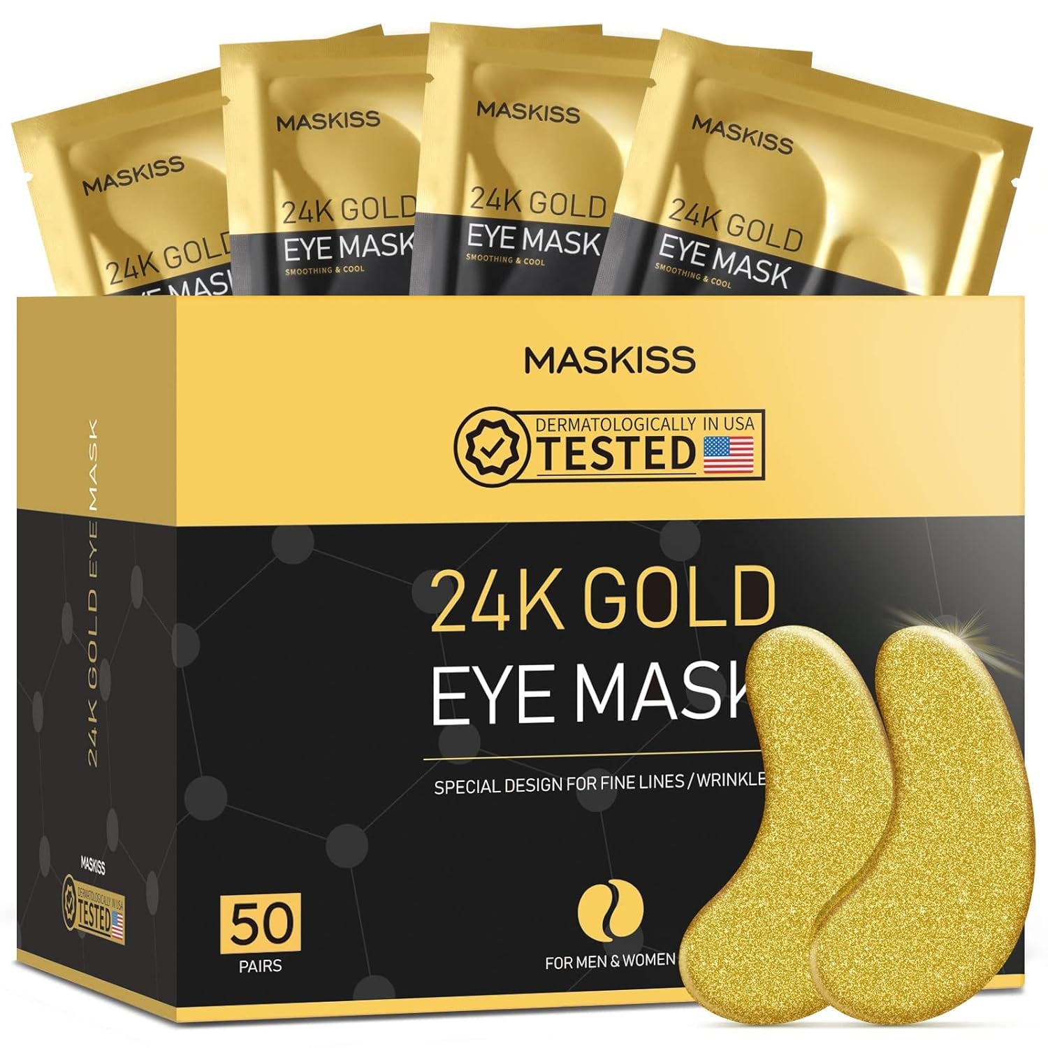 Revitalize Your Eyes with 24K Gold Under Eye Patches - 50 Pairs for Dark Circles, Puffiness, and Youthful Radiance