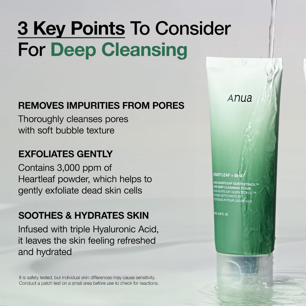ANUA Heartleaf Pore Refining Cleansing Foam – Gentle BHA Cleanser
