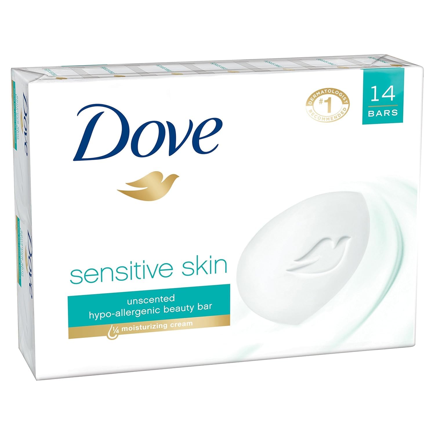 Dove Sensitive Skin Beauty Bar – Fragrance-Free Gentle Cleansing & Deep Moisture (8-Pack)