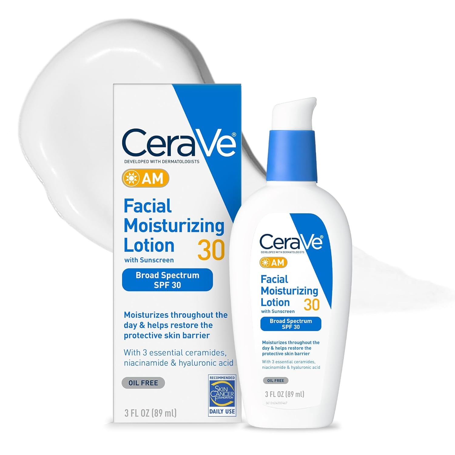 CeraVe AM SPF 30 Facial Moisturizer – Oil-Free Daily Sunscreen + Hydration Cream