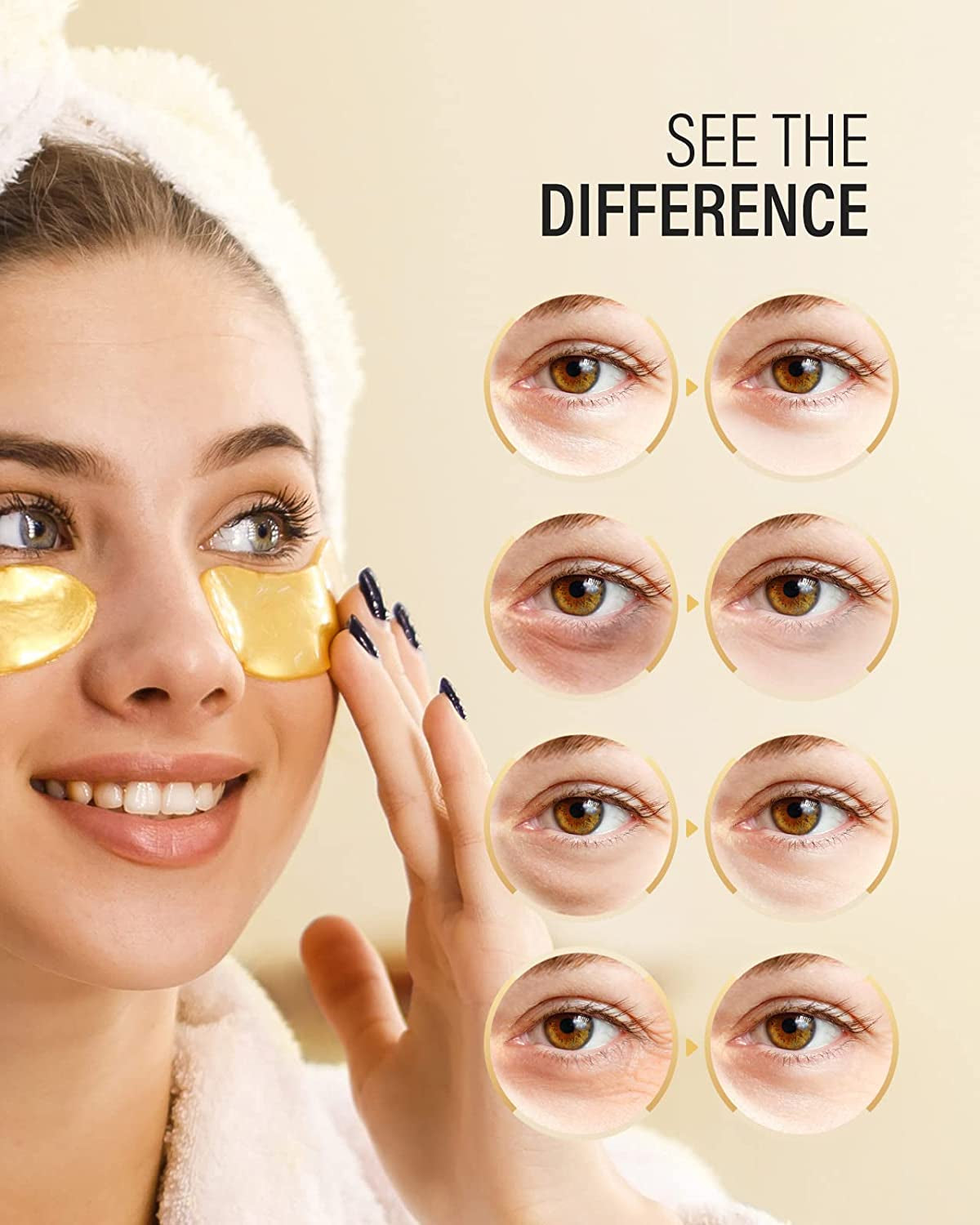 Revitalize Your Eyes with 24K Gold Under Eye Patches - 50 Pairs for Dark Circles, Puffiness, and Youthful Radiance