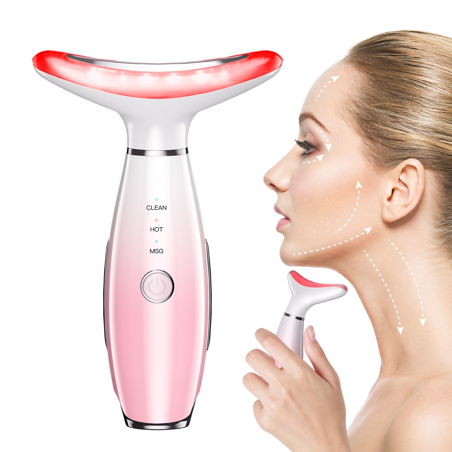 7-Color LED Thermal Face & Neck Sculpting Massager – Vibration Lifting Tool
