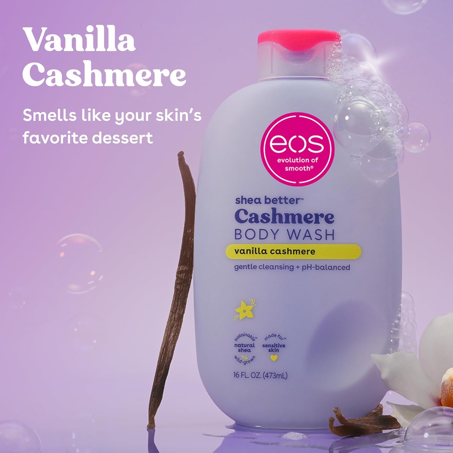 eos Cashmere Vanilla Body Wash – Moisturizing, Vegan, Sensitive Skin Friendly