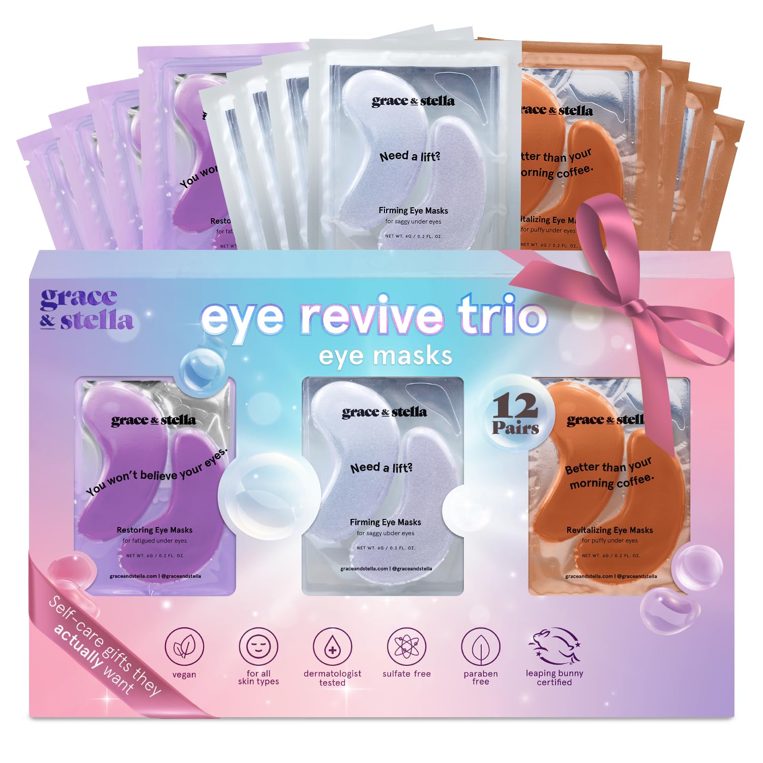 Grace & Stella Retinol Under Eye Patches – Dark Circle & Puffiness Repair (24 Pairs)
