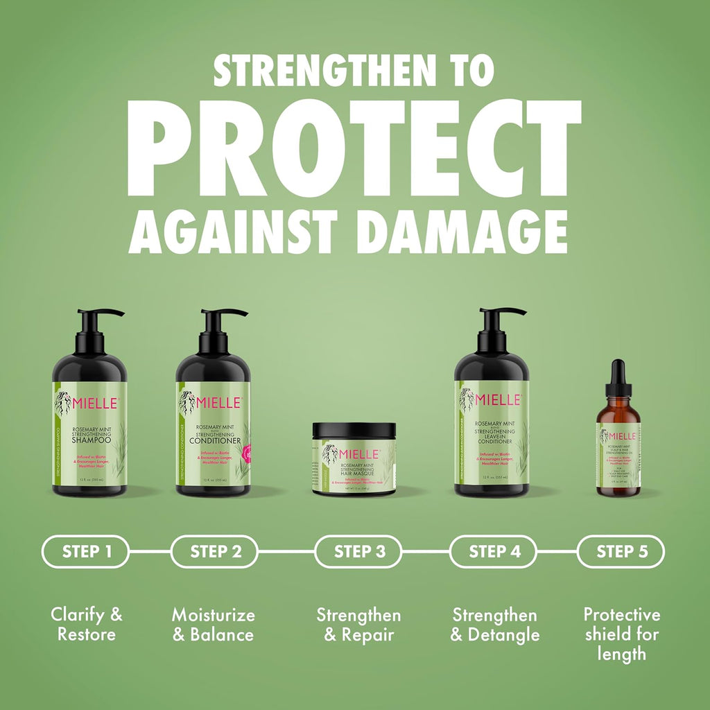 Mielle Rosemary Mint Hair Growth Oil – Biotin Strengthening Scalp & Split Ends Treatment for Thicker, Healthier Hair