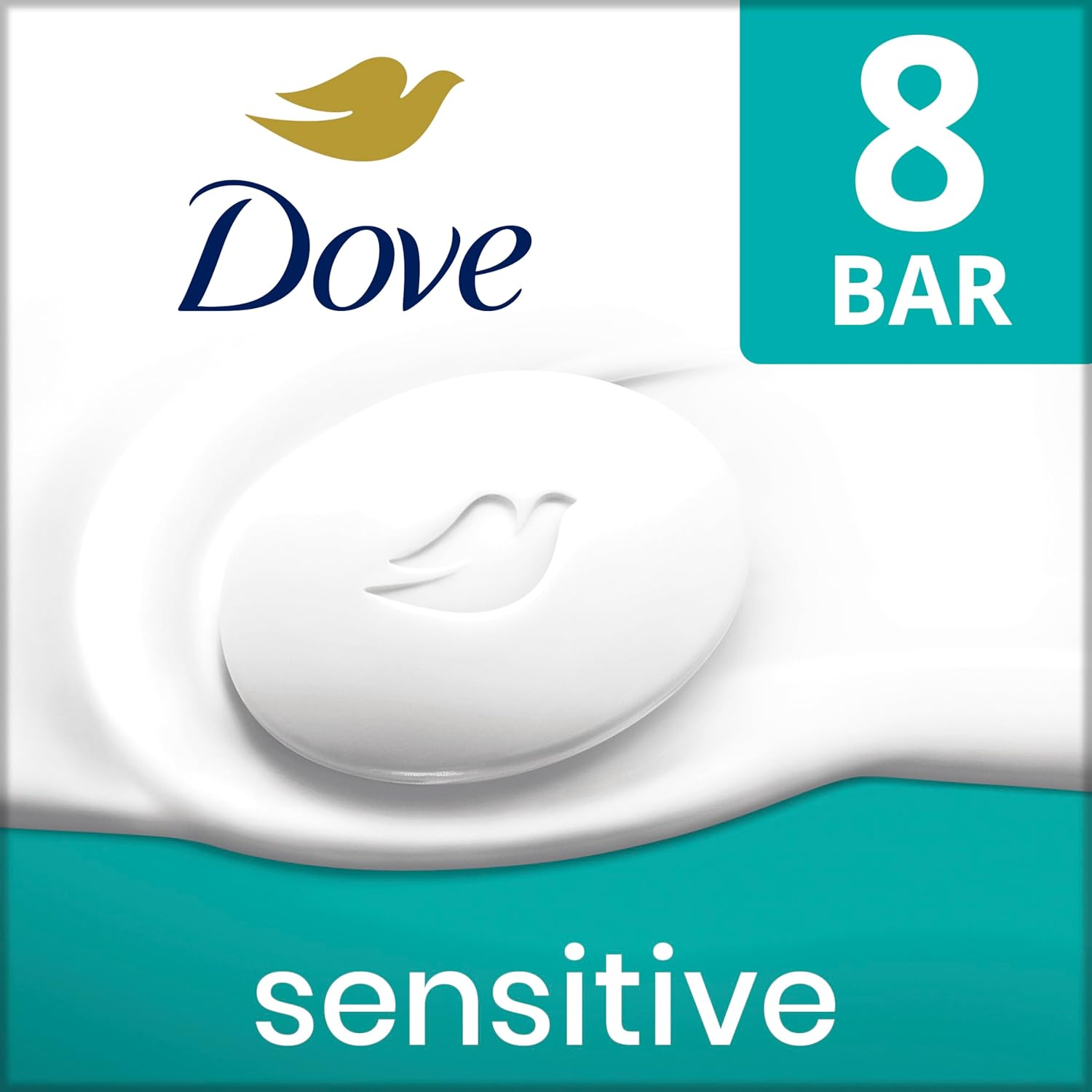Dove Sensitive Skin Beauty Bar – Fragrance-Free Gentle Cleansing & Deep Moisture (8-Pack)