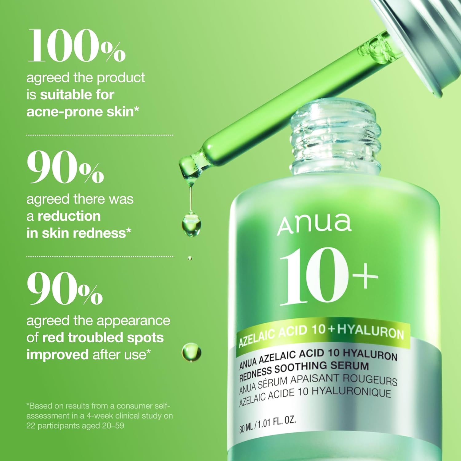 Anua Azelaic Calm Serum 10% – Redness Relief, Blemish Care & Oil Control Treatment