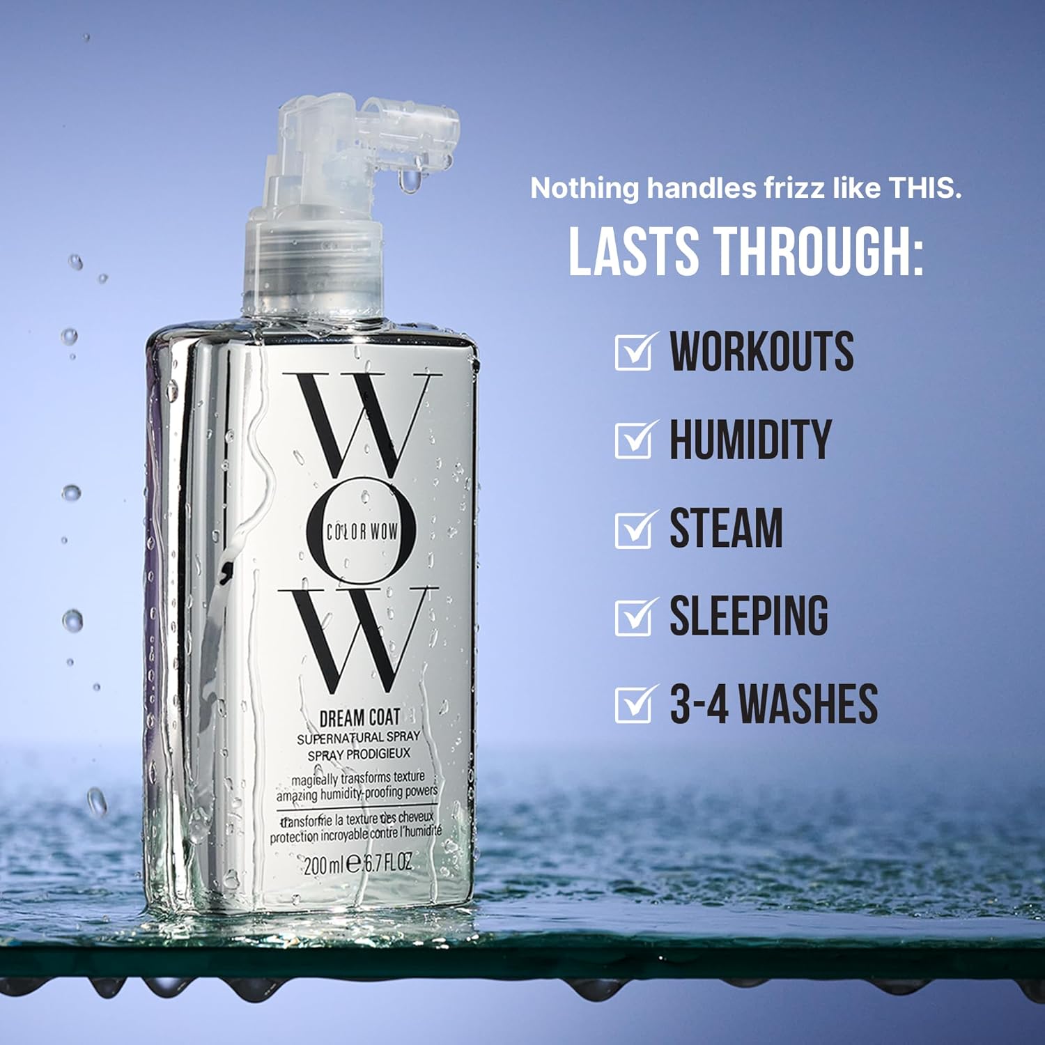 Color Wow Dream Coat Anti-Frizz Spray – Humidity-Proof Heat Protectant for Silky Glass Hair