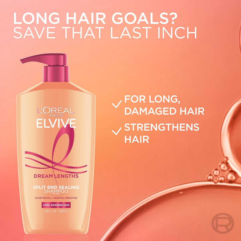 L’Oréal Paris Elvive Dream Lengths Shampoo & Conditioner Set – Paraben-Free Hair Repair System for Long, Damaged & Frizzy Hair