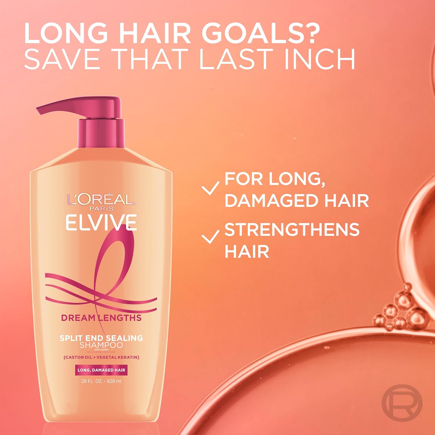 L’Oréal Paris Elvive Dream Lengths Shampoo & Conditioner Set – Paraben-Free Hair Repair System for Long, Damaged & Frizzy Hair
