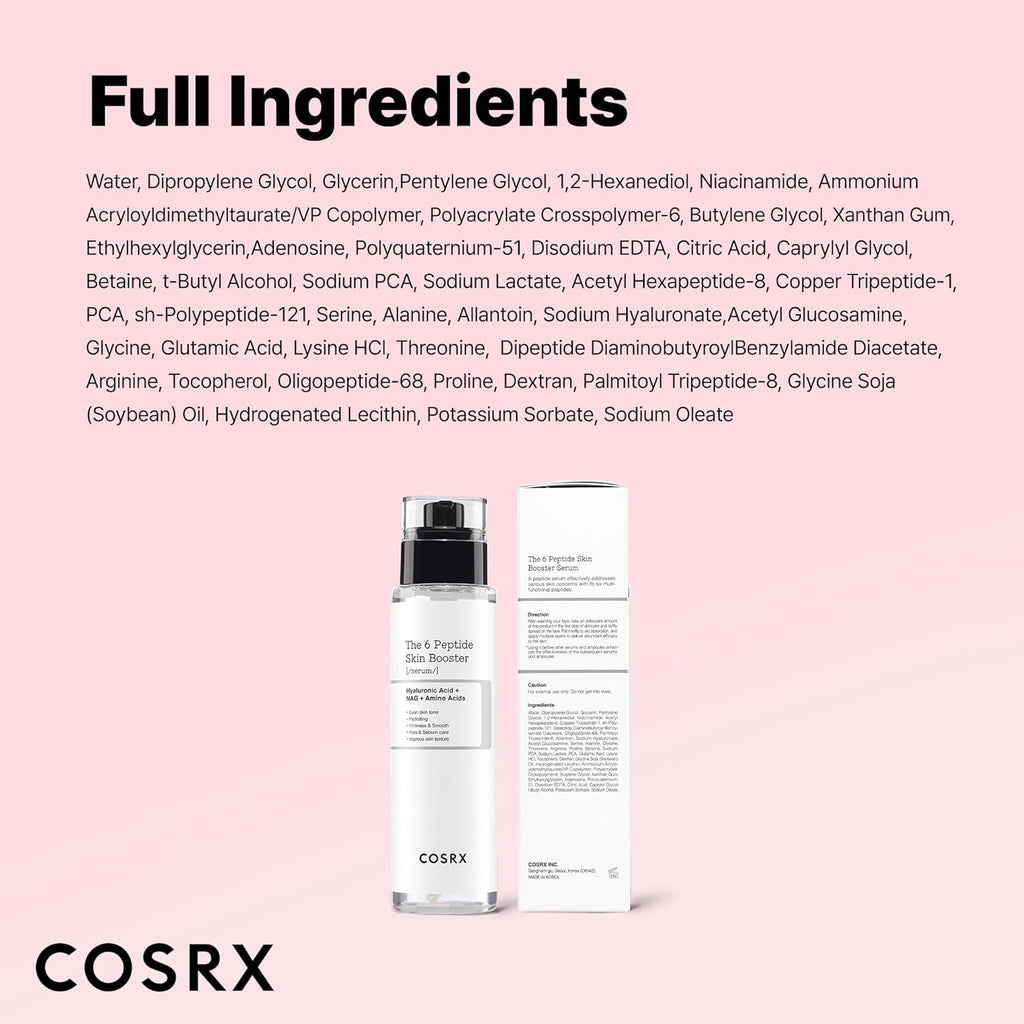COSRX 6X Peptide Collagen Booster Serum Toner – Korean Skin Renewal Essence for Firm, Smooth & Radiant Skin