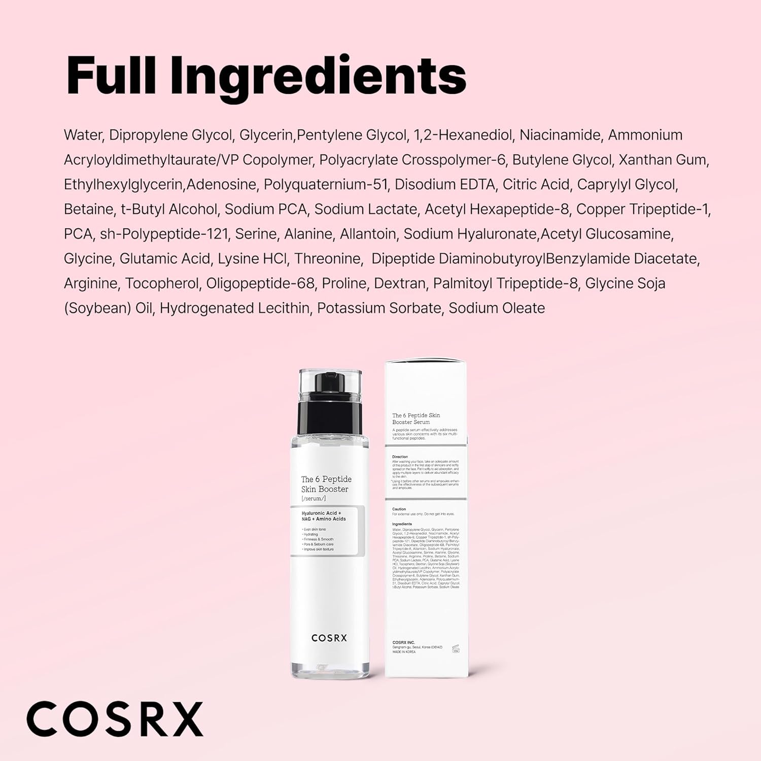 COSRX 6X Peptide Collagen Booster Serum Toner – Korean Skin Renewal Essence for Firm, Smooth & Radiant Skin