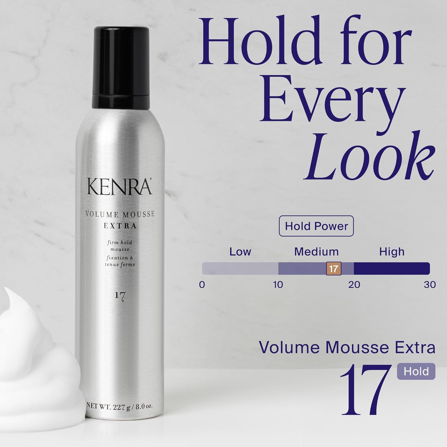 Kenra Volume Boost Extra Hold Mousse – Frizz Control & Heat Protection Styling Foam (8 oz)