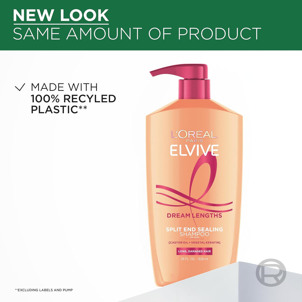 L’Oréal Paris Elvive Dream Lengths Shampoo & Conditioner Set – Paraben-Free Hair Repair System for Long, Damaged & Frizzy Hair