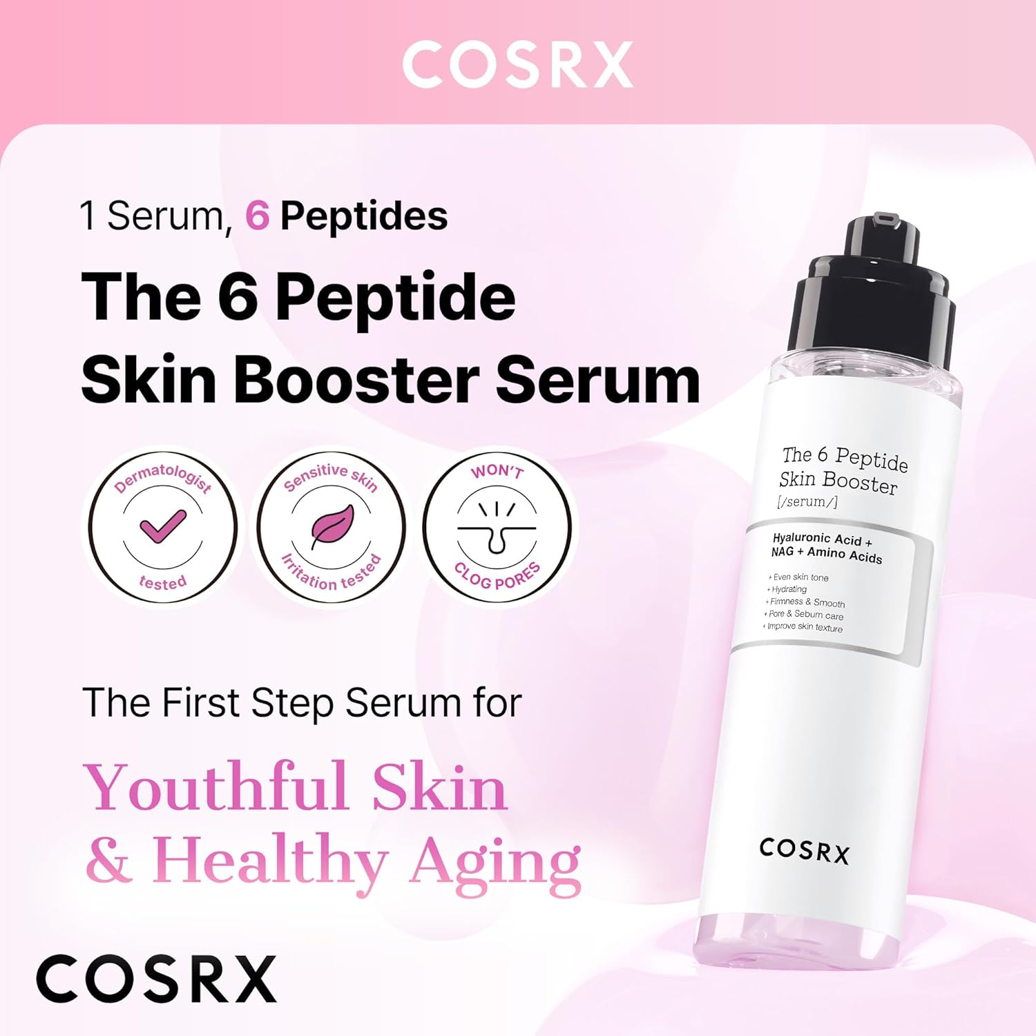 COSRX 6X Peptide Collagen Booster Serum Toner – Korean Skin Renewal Essence for Firm, Smooth & Radiant Skin