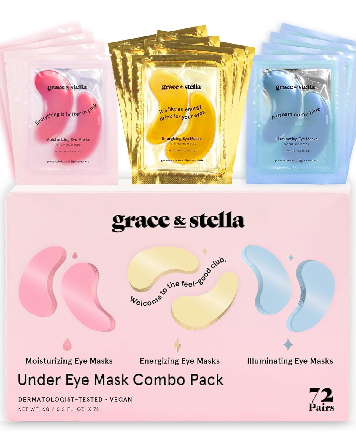 Grace & Stella Gold Under Eye Masks – Dark Circle & Puffiness Repair (24 Pairs)