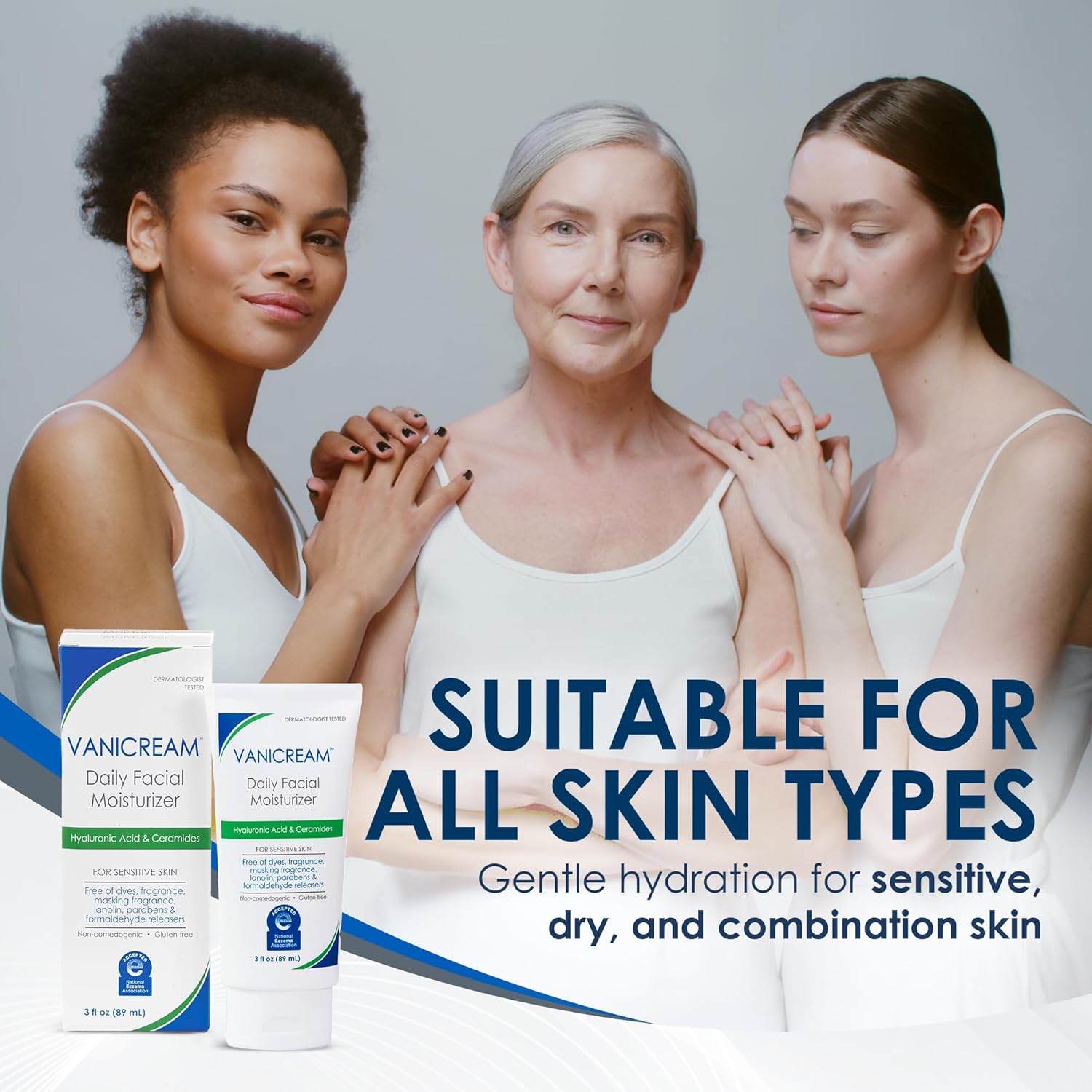 Vanicream Sensitive Skin Daily Facial Moisturizer – Ceramides & Hyaluronic Acid