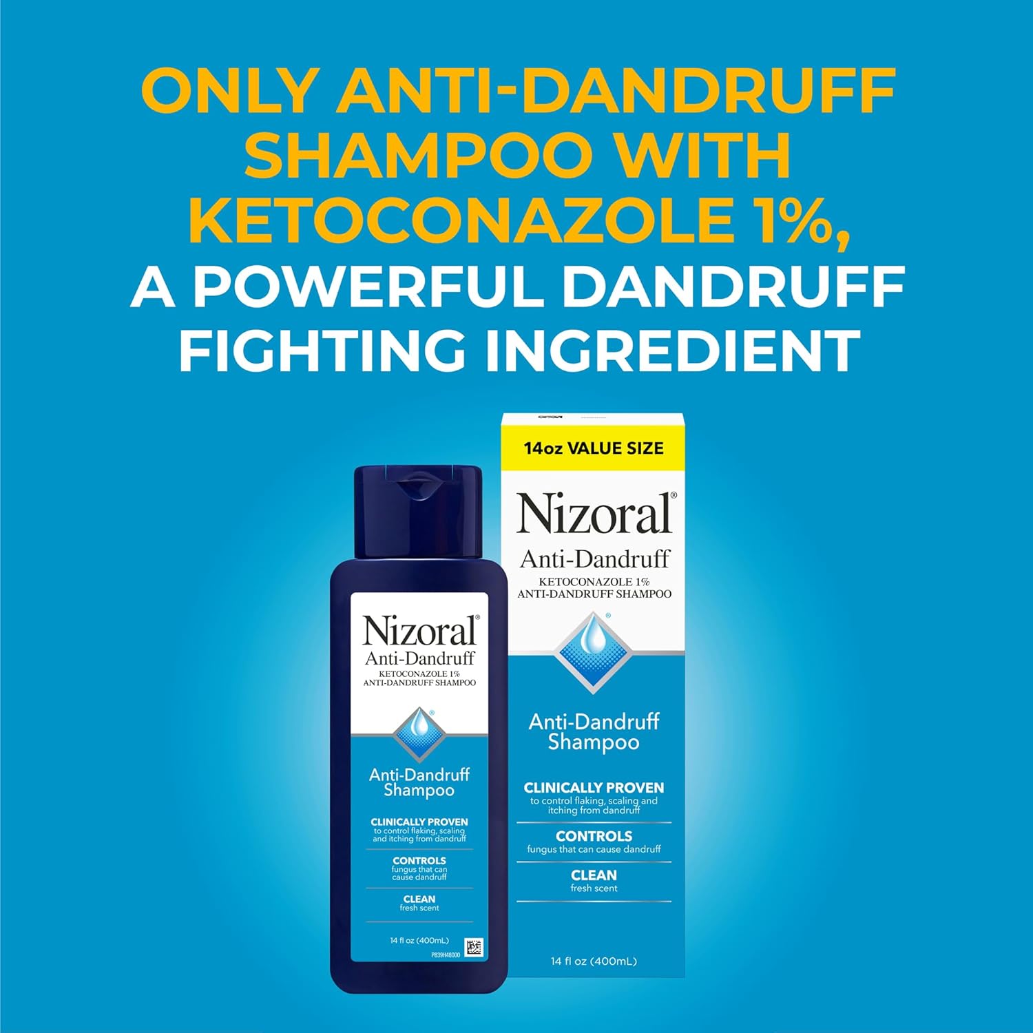 Nizoral Ketoconazole Anti-Dandruff Shampoo – Maximum Strength Scalp Relief for Flakes, Itch & Fungal Control (14 oz)
