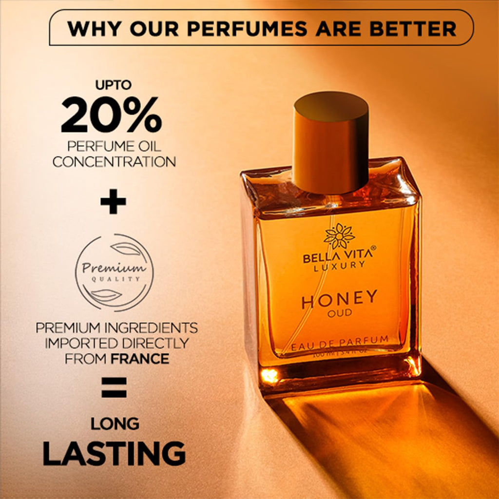 BellaVita Honey Oud Eau De Parfum – Sweet Amber Oud Luxury Unisex Fragrance