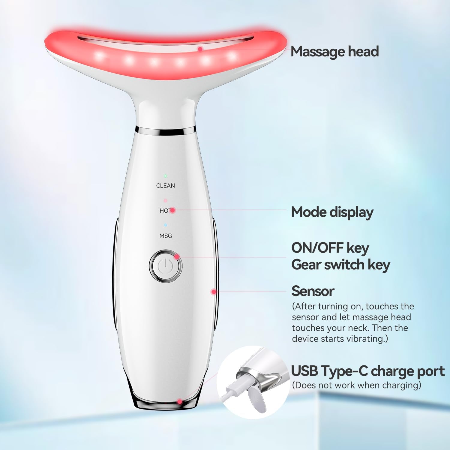 7-Color LED Thermal Face & Neck Sculpting Massager – Vibration Lifting Tool