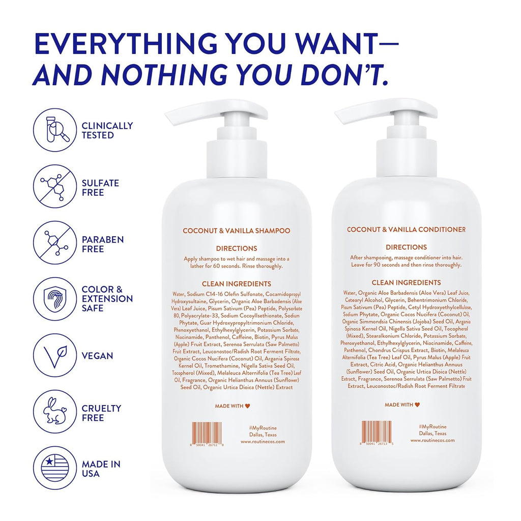Routine Wellness Anti-Thinning Biotin Shampoo & Conditioner Set – DHT Blocker Hair Growth Support for Fuller, Healthier Hair