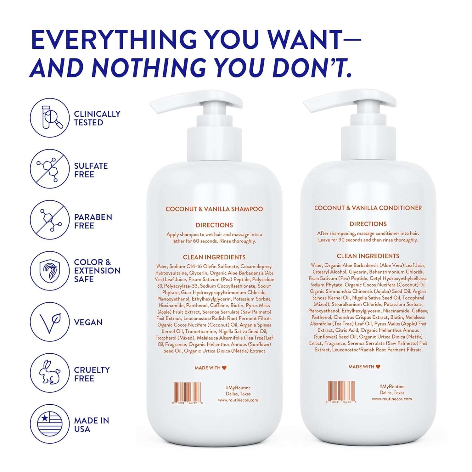 Routine Wellness Anti-Thinning Biotin Shampoo & Conditioner Set – DHT Blocker Hair Growth Support for Fuller, Healthier Hair
