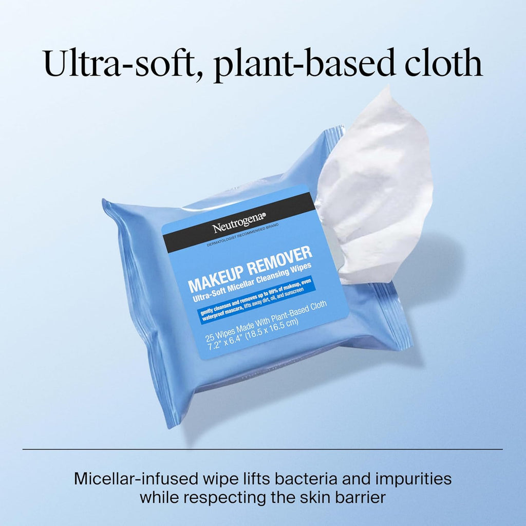 Neutrogena Plant-Based Makeup Remover Wipes – Gentle Micellar Cleansing Towels