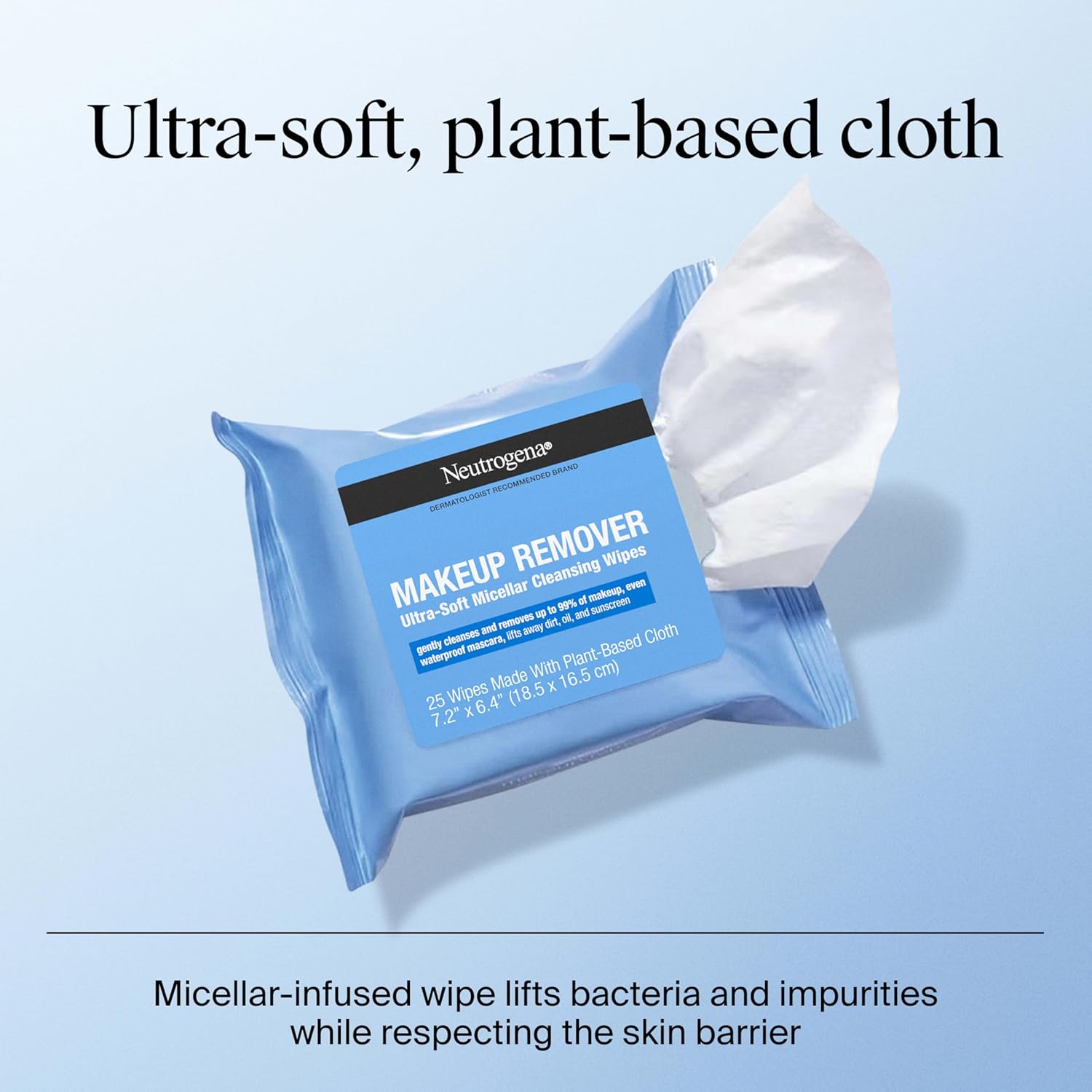 Neutrogena Plant-Based Makeup Remover Wipes – Gentle Micellar Cleansing Towels