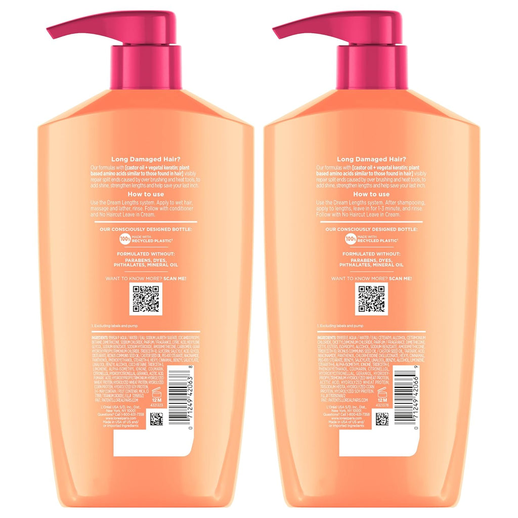 L’Oréal Paris Elvive Dream Lengths Shampoo & Conditioner Set – Paraben-Free Hair Repair System for Long, Damaged & Frizzy Hair