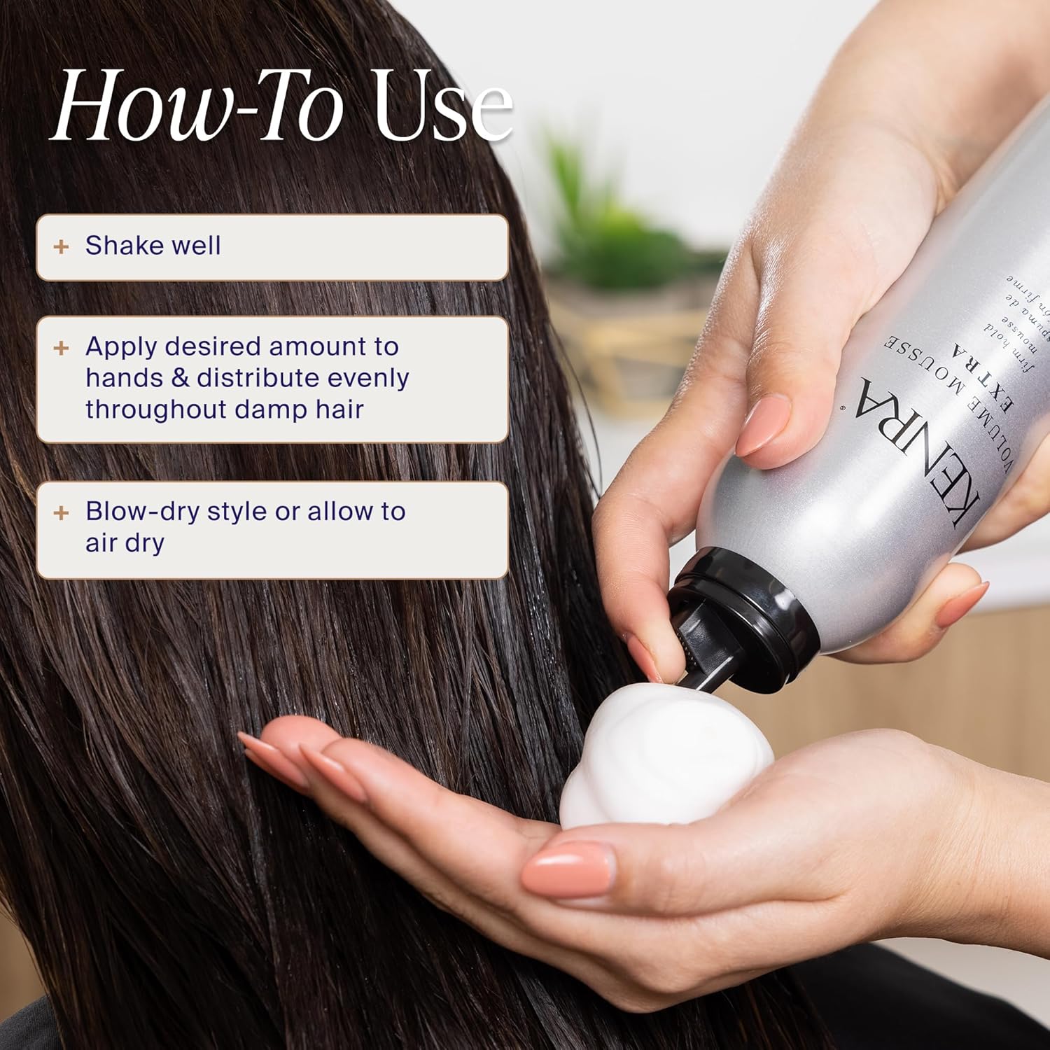Kenra Volume Boost Extra Hold Mousse – Frizz Control & Heat Protection Styling Foam (8 oz)