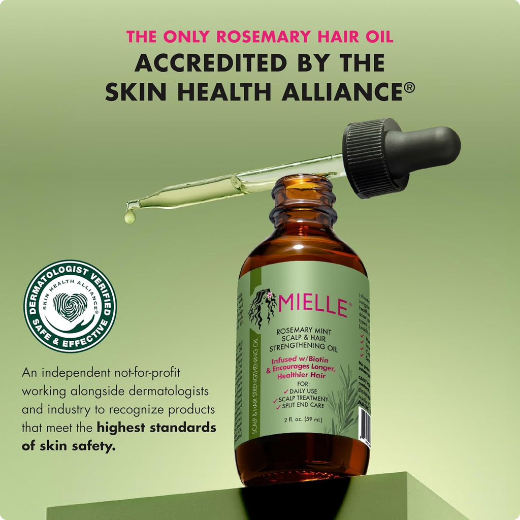 Mielle Rosemary Mint Hair Growth Oil – Biotin Strengthening Scalp & Split Ends Treatment for Thicker, Healthier Hair