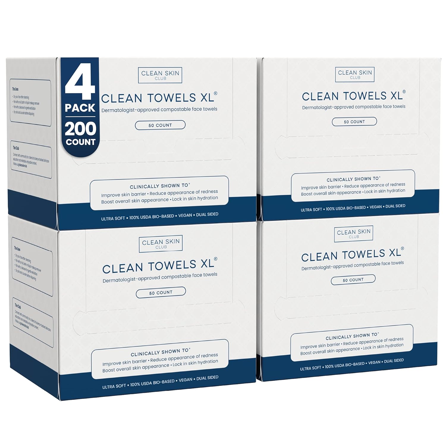 Clean Skin Club Clean Towels XL – Ultra-Soft Disposable Face Towels for Sensitive Skin & Makeup Removal
