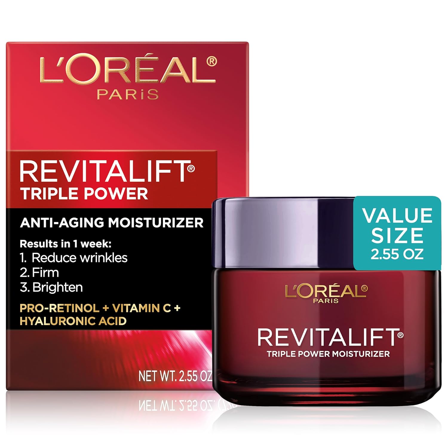 L’Oréal Revitalift Triple Power Renewal Cream – Retinol + Vitamin C Moisturizer